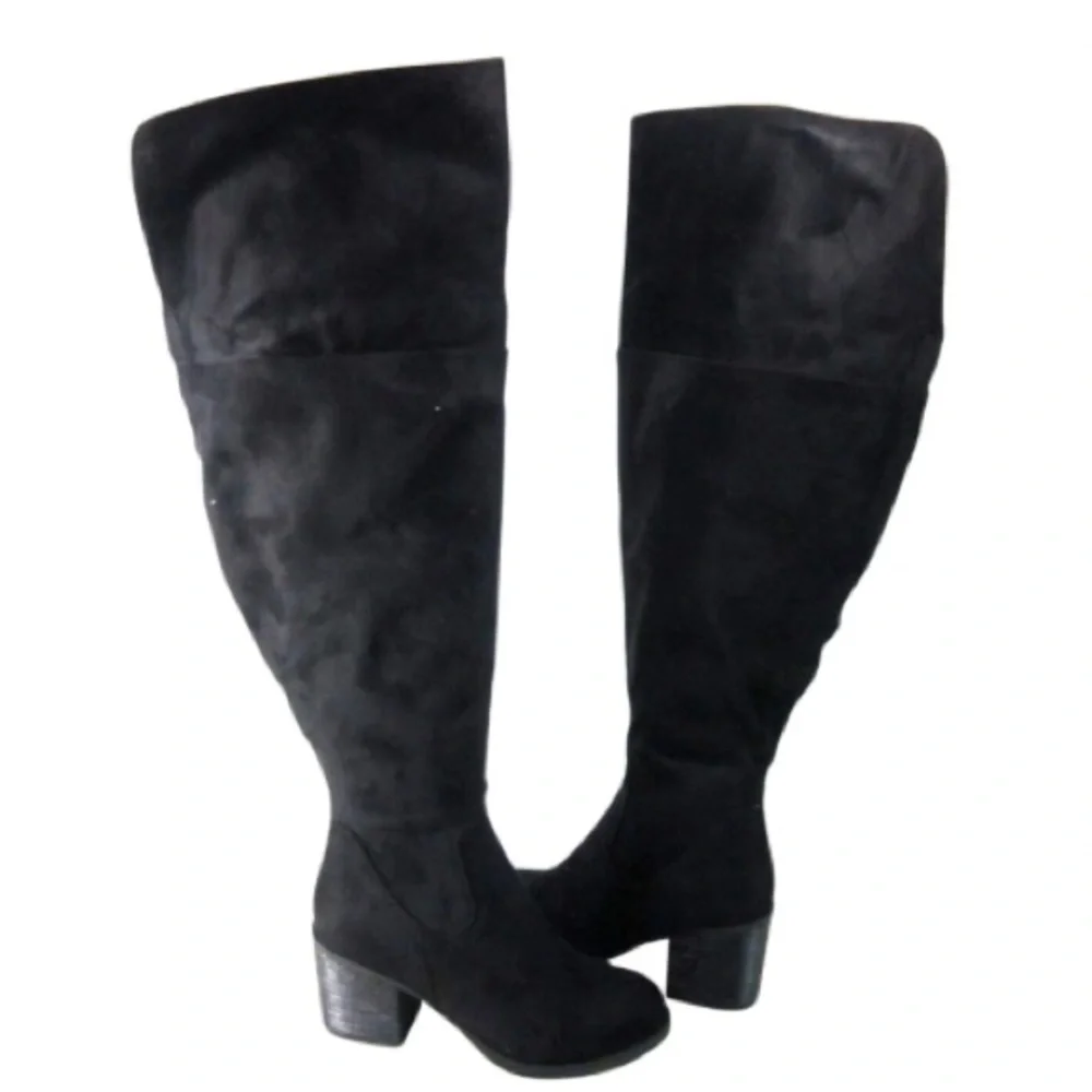 Journee Collection Black Over-the-Knee Boots - Picture 1 of 9